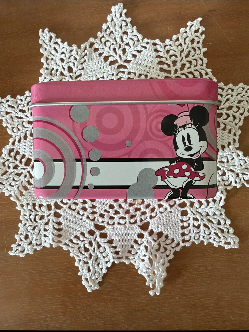 Disney Minnie Mouse Pink and White Tin
